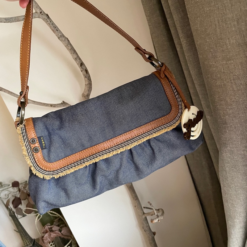 💫牛仔回歸時尚不敗丹寧💫Fendi牛仔單寧翻蓋包/手提包/腋下包/斜背/側背/手拿宴會包/ 手提♦️正品♦️vintage-13