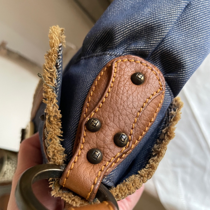 💫牛仔回歸時尚不敗丹寧💫Fendi牛仔單寧翻蓋包/手提包/腋下包/斜背/側背/手拿宴會包/ 手提♦️正品♦️vintage-24