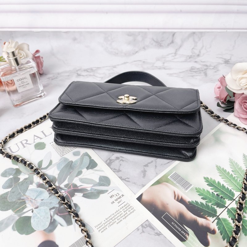 CHANEL 25K黑色金標雙C Logo菱格皮穿鏈斜背手提包 芯片款 18.5×11×6cm 全新閒置配件塵袋盒子購證-3