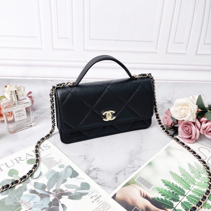 CHANEL 25K黑色金標雙C Logo菱格皮穿鏈斜背手提包 芯片款 18.5×11×6cm 全新閒置配件塵袋盒子購證-5