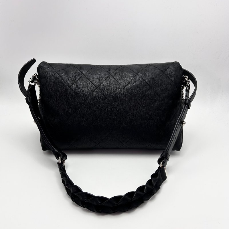 CHANEL 黑銀麻花CF手提肩背包29*18*10 98新配件塵袋-5