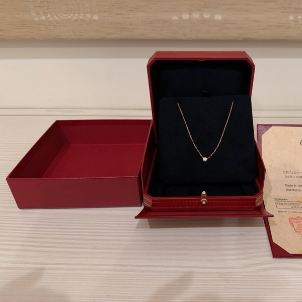 Cartier 18K玫瑰金9分鑽石Amour小姐飛碟單錟項鏈單鑽（小號款） 盒子保卡齋-0