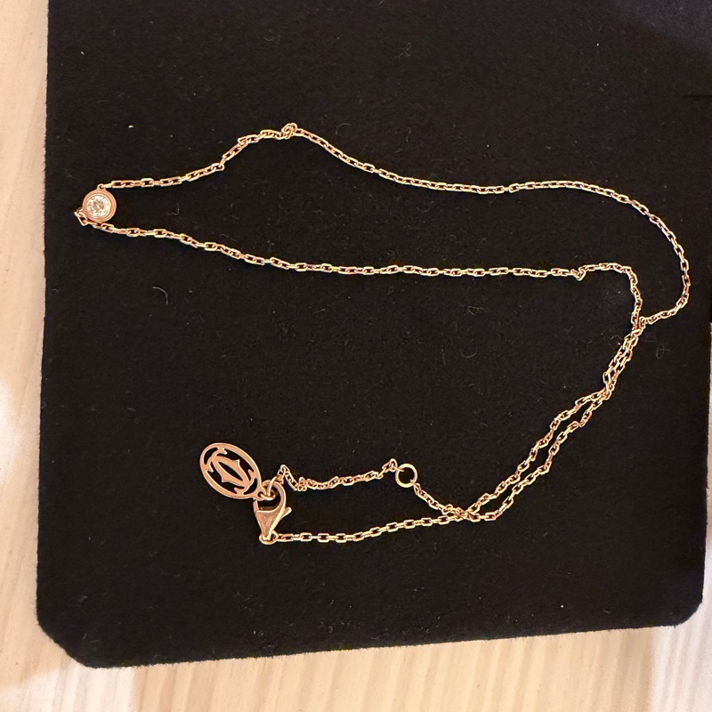Cartier 18K玫瑰金9分鑽石Amour小姐飛碟單錟項鏈單鑽（小號款） 盒子保卡齋-4