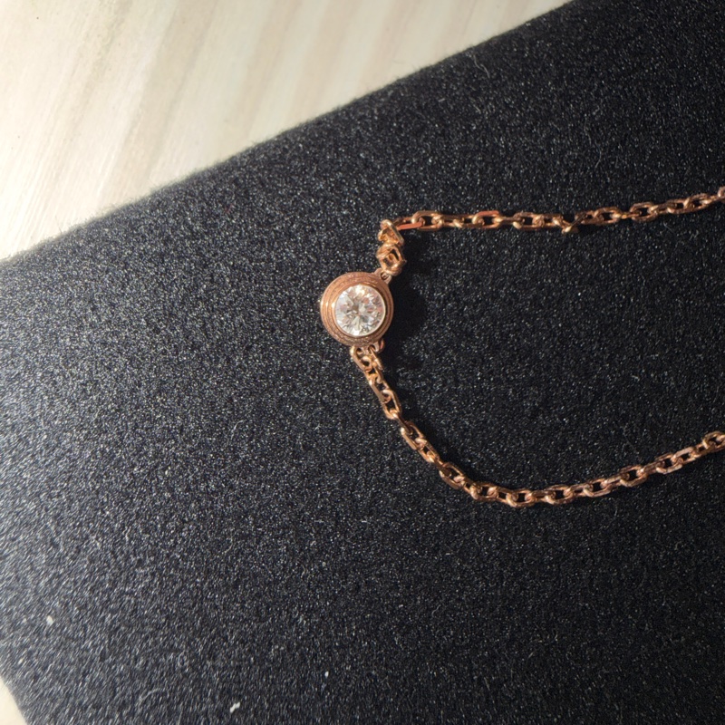 Cartier 18K玫瑰金9分鑽石Amour小姐飛碟單錟項鏈單鑽（小號款） 盒子保卡齋-11