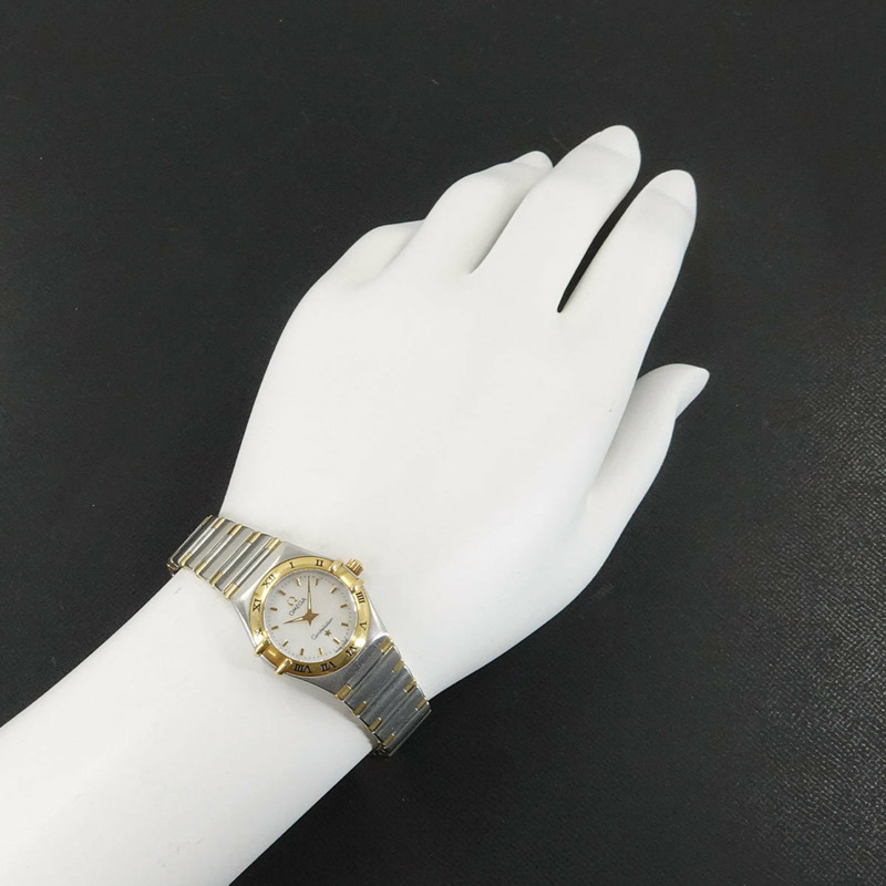 歐米茄星座系列迷你雙色1362 70女錶 白色錶殼 黃金石英錶-3