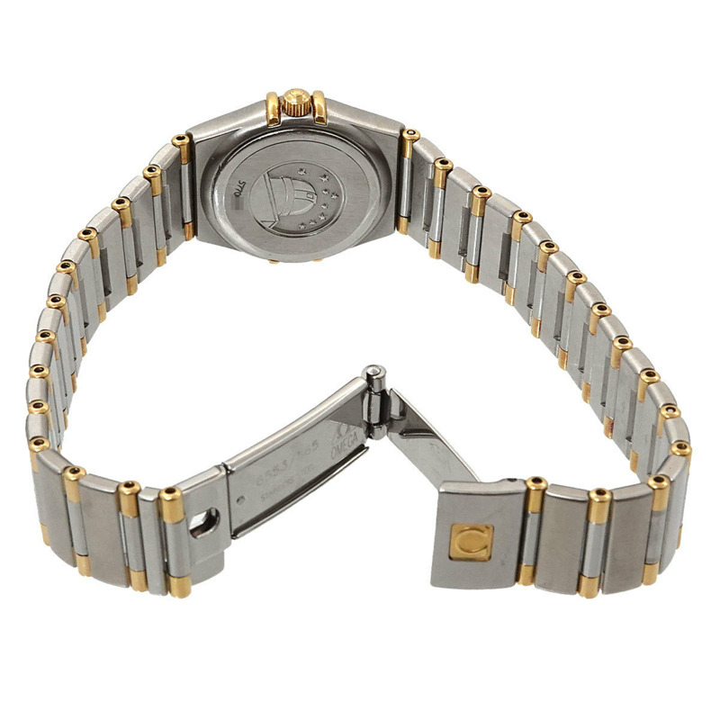 歐米茄星座系列迷你雙色1362 70女錶 白色錶殼 黃金石英錶-4