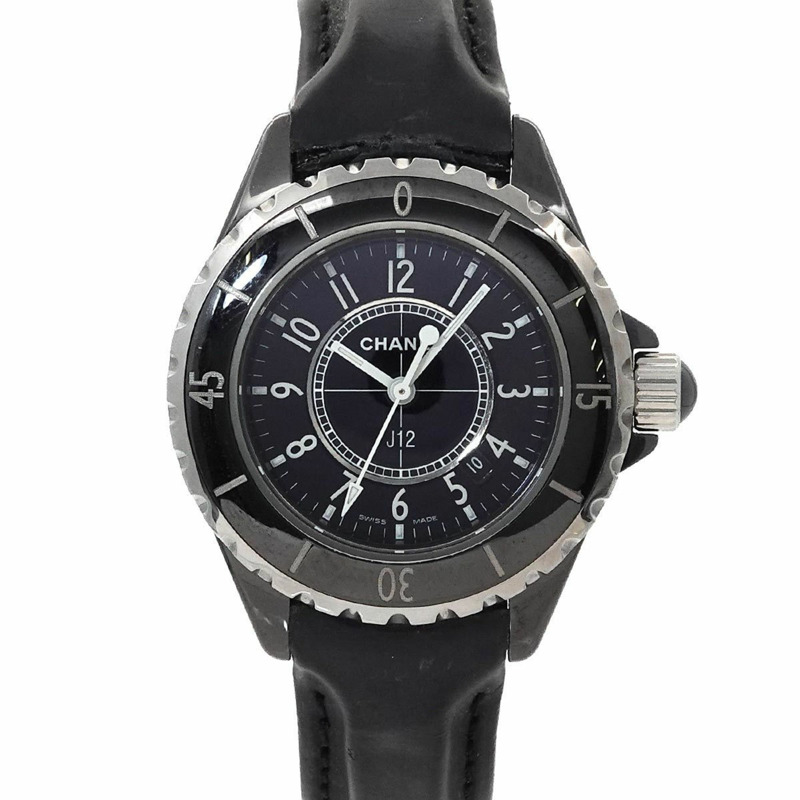 香奈兒 J12 H0680 女士腕錶，33毫米，日期顯示，黑色陶瓷錶殼，石英機芯-0