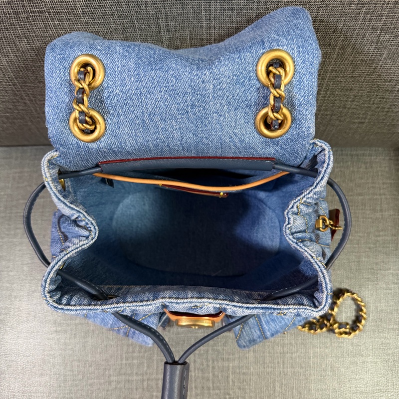 黃銅色金屬配件/靛藍色-1