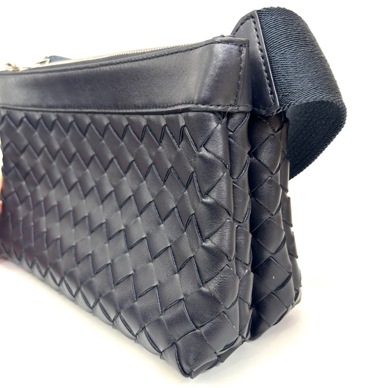 BV 深藍牛皮Intrecciato Duo雙層斜背包-1