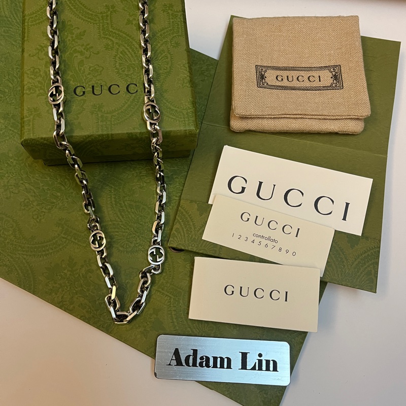 Gucci 經典雙G 仿舊古巴項鍊-4