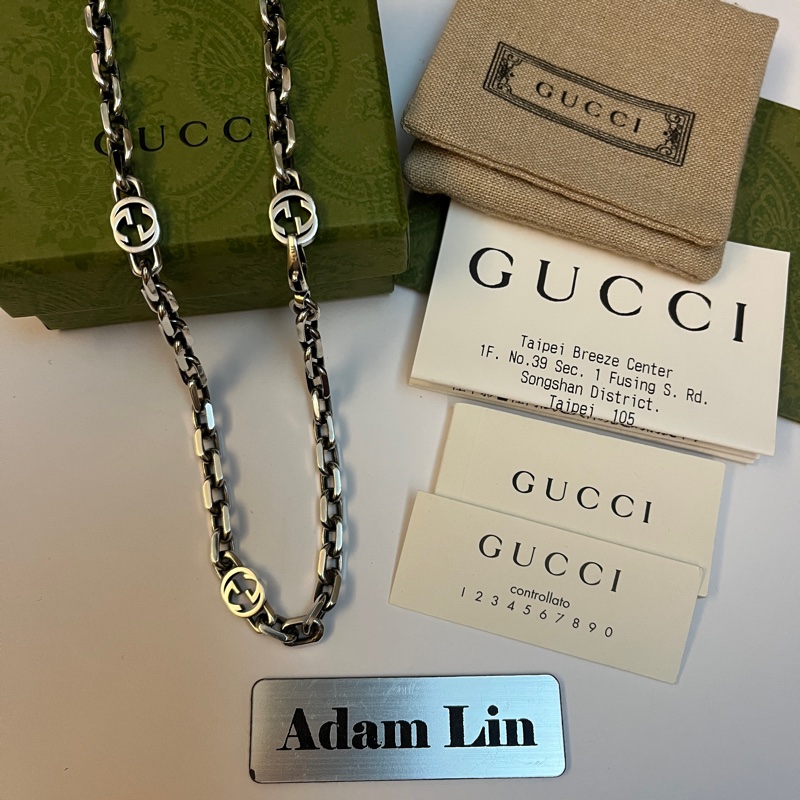 Gucci 經典雙G 仿舊古巴項鍊-5