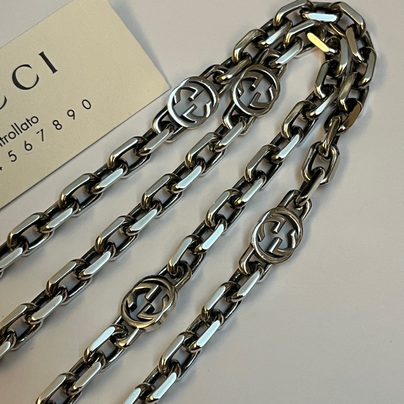 Gucci 經典雙G 仿舊古巴項鍊-10