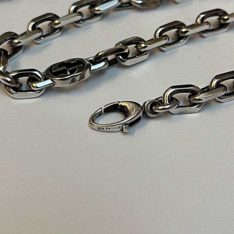 Gucci 經典雙G 仿舊古巴項鍊-11