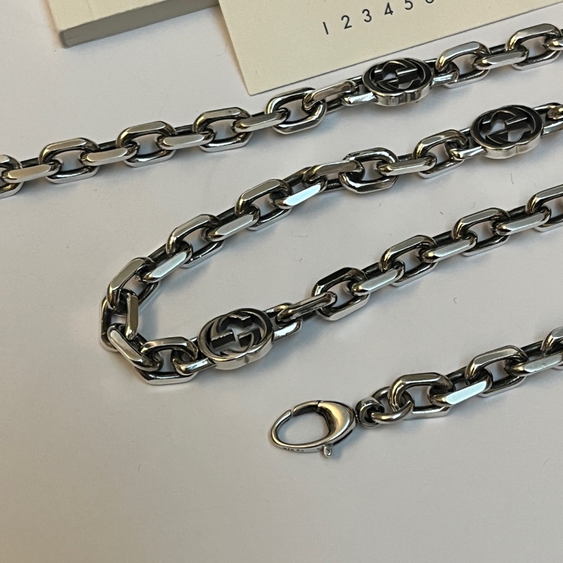 Gucci 經典雙G 仿舊古巴項鍊-12