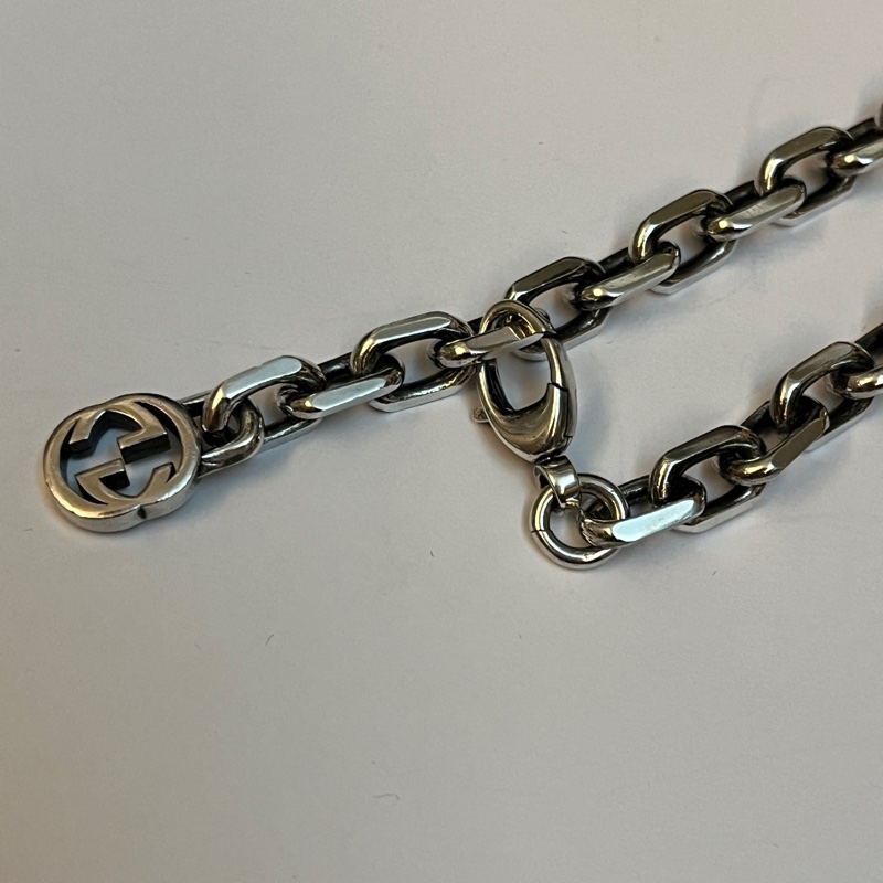 Gucci 經典雙G 仿舊古巴項鍊-14