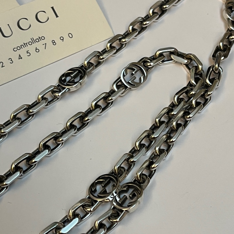 Gucci 經典雙G 仿舊古巴項鍊-15