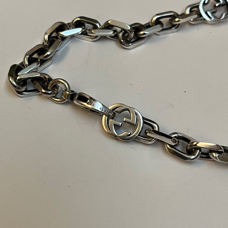Gucci 經典雙G 仿舊古巴項鍊-16