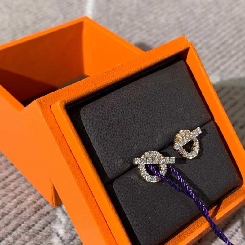 Hermes愛馬仕小Q玫瑰金滿鑽耳環，2024年購入-2