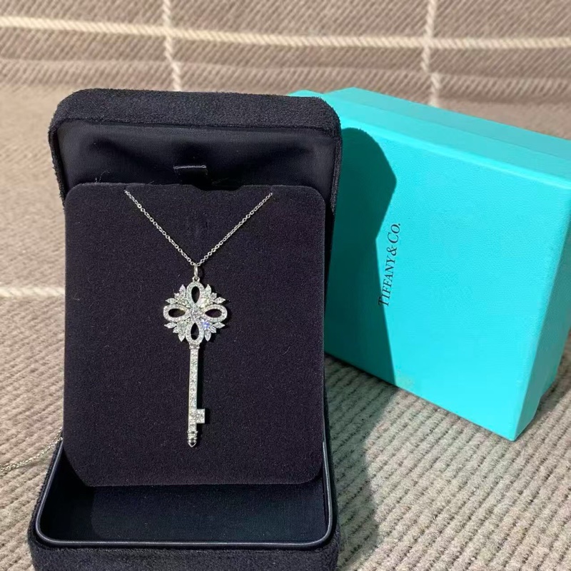 蒂芙尼 Tiffany 維多利亞 key系列 大號 白金滿鑽項鍊-0