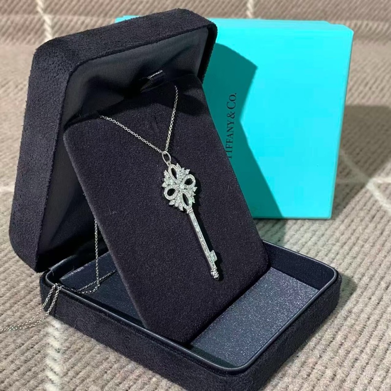 蒂芙尼 Tiffany 維多利亞 key系列 大號 白金滿鑽項鍊-2