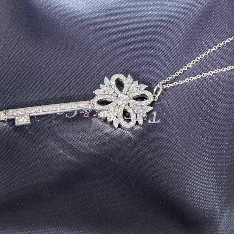 蒂芙尼 Tiffany 維多利亞 key系列 大號 白金滿鑽項鍊-6