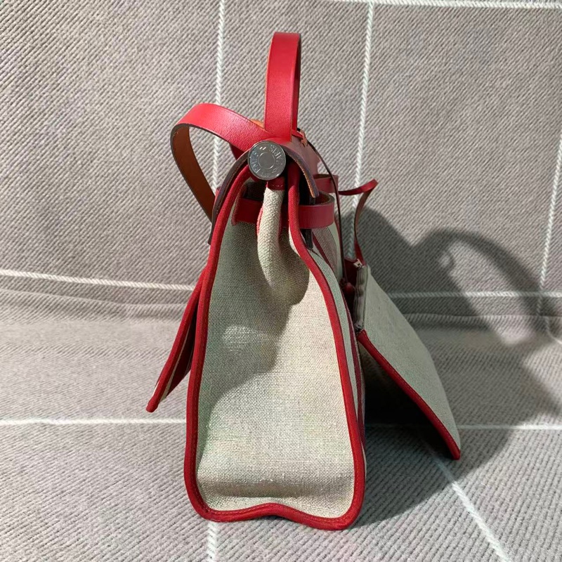 二手Hermes愛馬仕herbal31紅色條紋D刻，皮有輕微發黑磨損邊角有正常使用痕跡-6