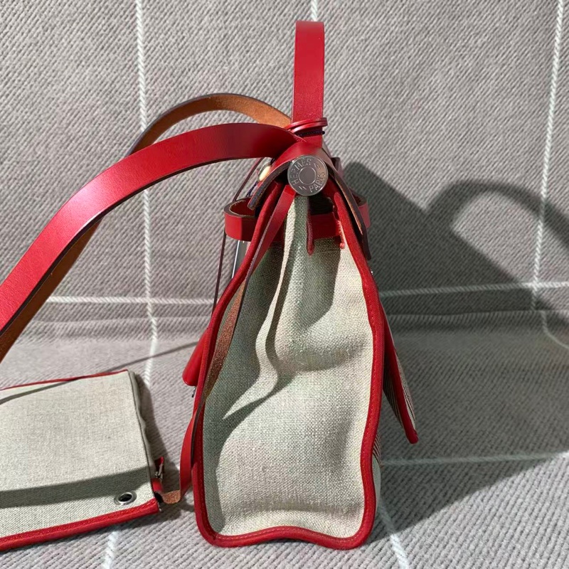 二手Hermes愛馬仕herbal31紅色條紋D刻，皮有輕微發黑磨損邊角有正常使用痕跡-7