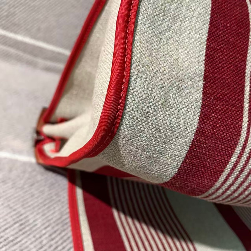 二手Hermes愛馬仕herbal31紅色條紋D刻，皮有輕微發黑磨損邊角有正常使用痕跡-11