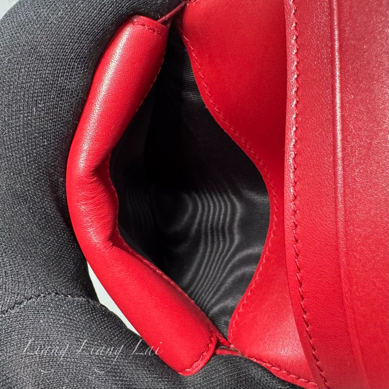 SAINT LAURENT YSL紅色牛皮三折短夾-12