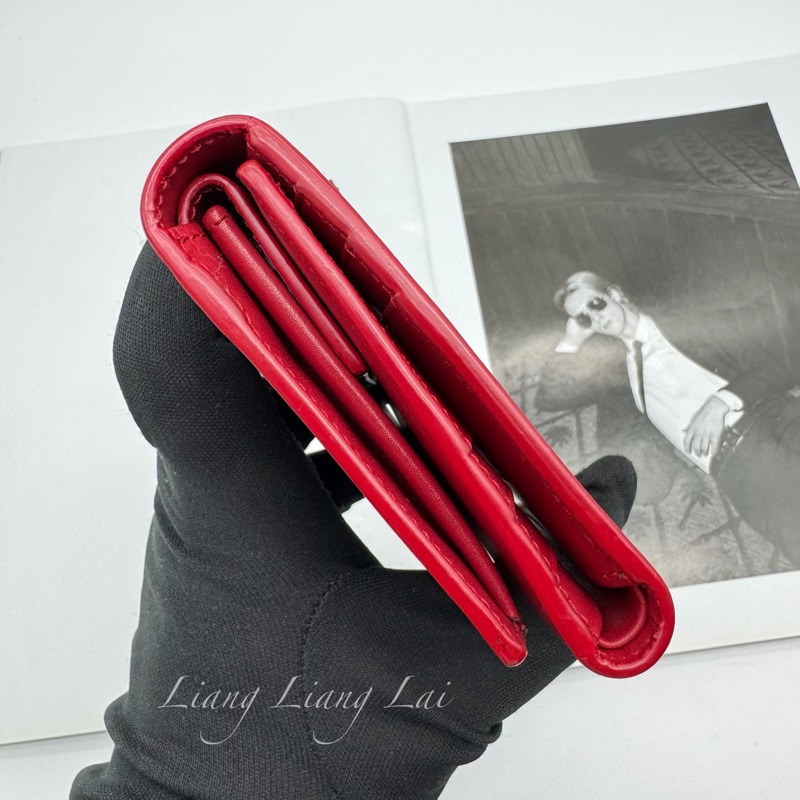 SAINT LAURENT YSL紅色牛皮三折短夾-21