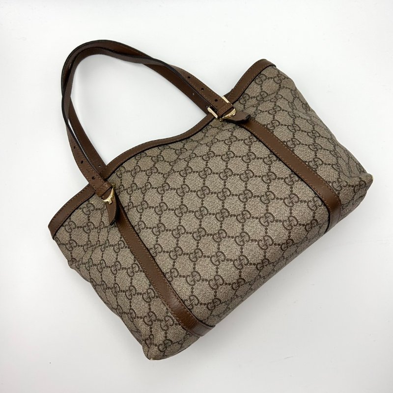 GUCCI  雙G老花拼棕色手提單肩托特包 28*21.5*12 98新配件塵袋-1