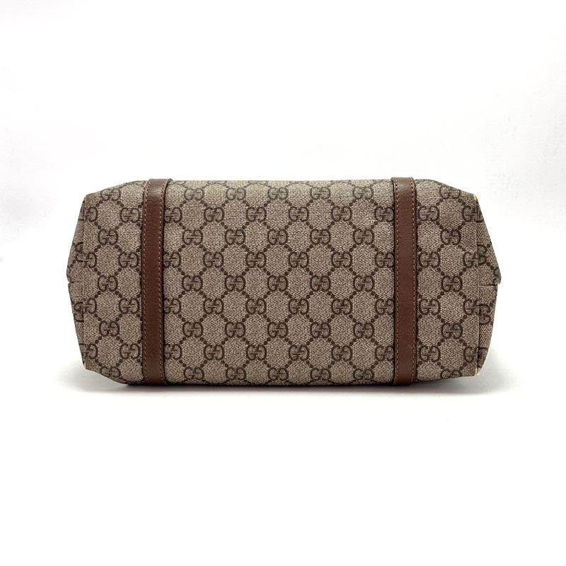GUCCI  雙G老花拼棕色手提單肩托特包 28*21.5*12 98新配件塵袋-3