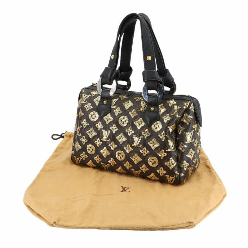 路易威登 Monogram Eclipse All Speedy 30 手提包，棕色搭配金色亮片，M40244-1