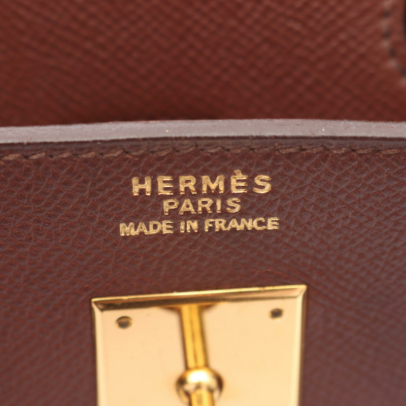 HERMES Haut a courroies 32 手提包 Z Courchevel Marron fonce GHW 二手 女式-3