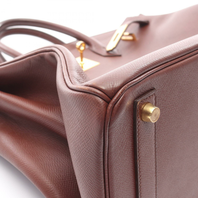 HERMES Haut a courroies 32 手提包 Z Courchevel Marron fonce GHW 二手 女式-7