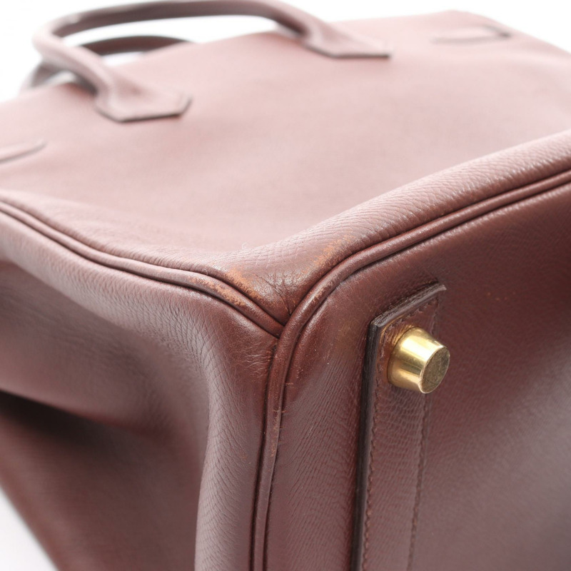 HERMES Haut a courroies 32 手提包 Z Courchevel Marron fonce GHW 二手 女式-9