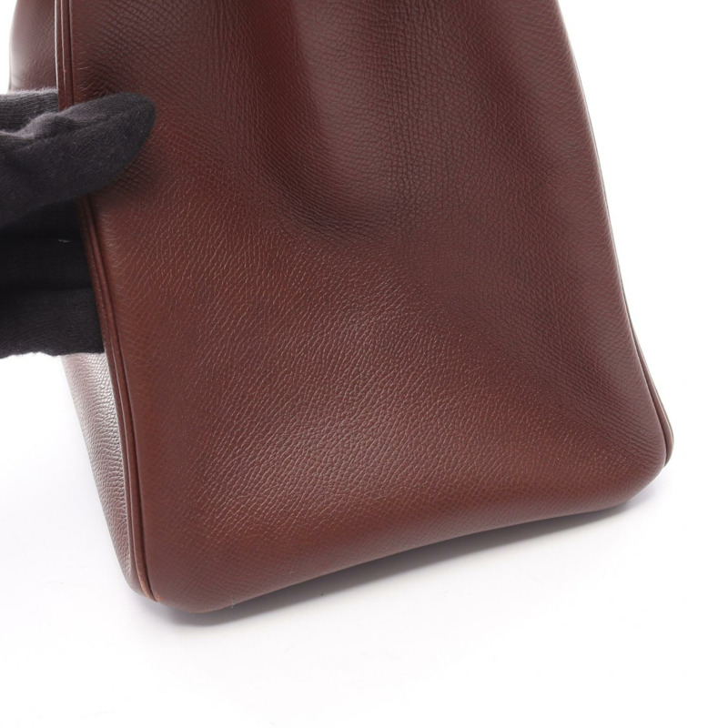 HERMES Haut a courroies 32 手提包 Z Courchevel Marron fonce GHW 二手 女式-11