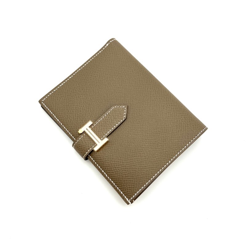 HERMES 大象灰金扣Bearn短款錢包 12*9.5*1.5 全新閒置配件盒子毛氈布-1