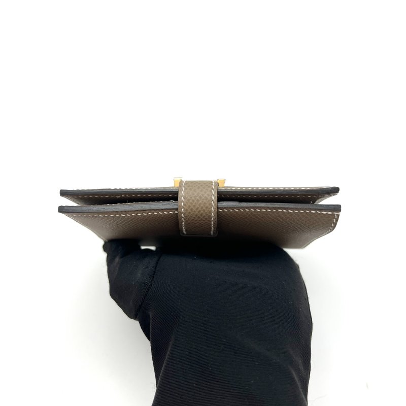 HERMES 大象灰金扣Bearn短款錢包 12*9.5*1.5 全新閒置配件盒子毛氈布-4