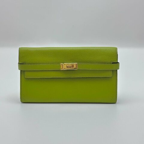 HERMES 3i 酪梨綠 Re11y長款錢包 20*11*2.5 98新配件塵袋