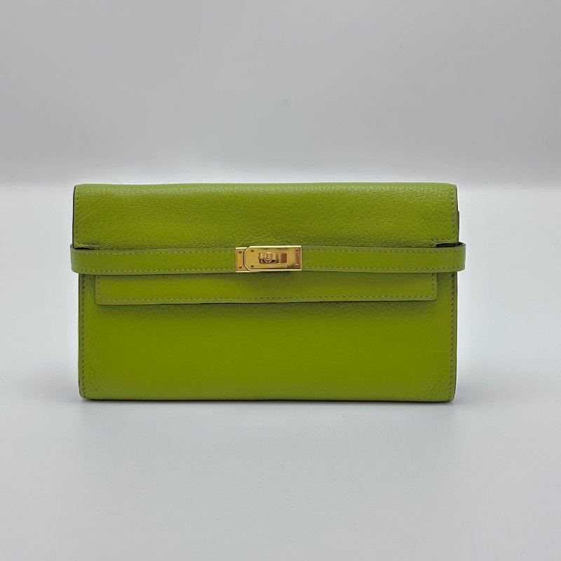 HERMES 3i 酪梨綠 Re11y長款錢包 20*11*2.5 98新配件塵袋-0