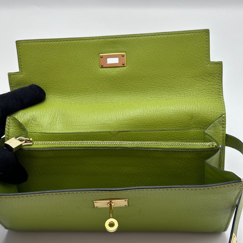 HERMES 3i 酪梨綠 Re11y長款錢包 20*11*2.5 98新配件塵袋-5