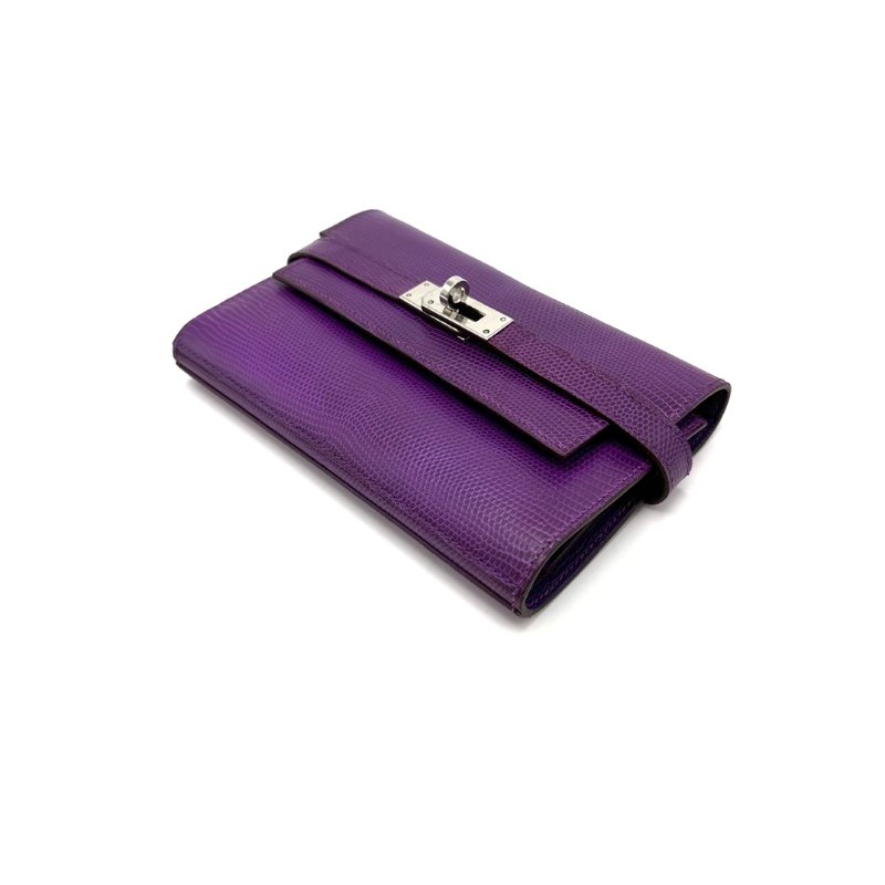 HERMES 紫羅蘭銀扣蜥蜴皮手拿包  15.5*10*2 98新配件塵袋-3