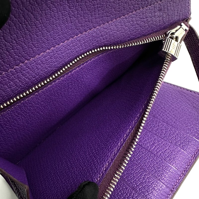 HERMES 紫羅蘭銀扣蜥蜴皮手拿包  15.5*10*2 98新配件塵袋-5