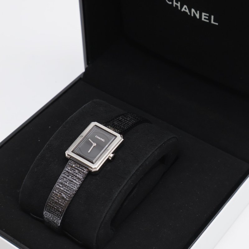 CHANEL Boy.friend tweed腕錶 - 黑銀-0