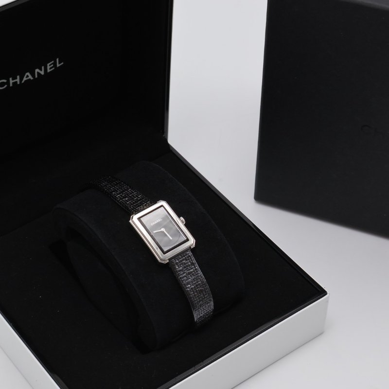 CHANEL Boy.friend tweed腕錶 - 黑銀-1