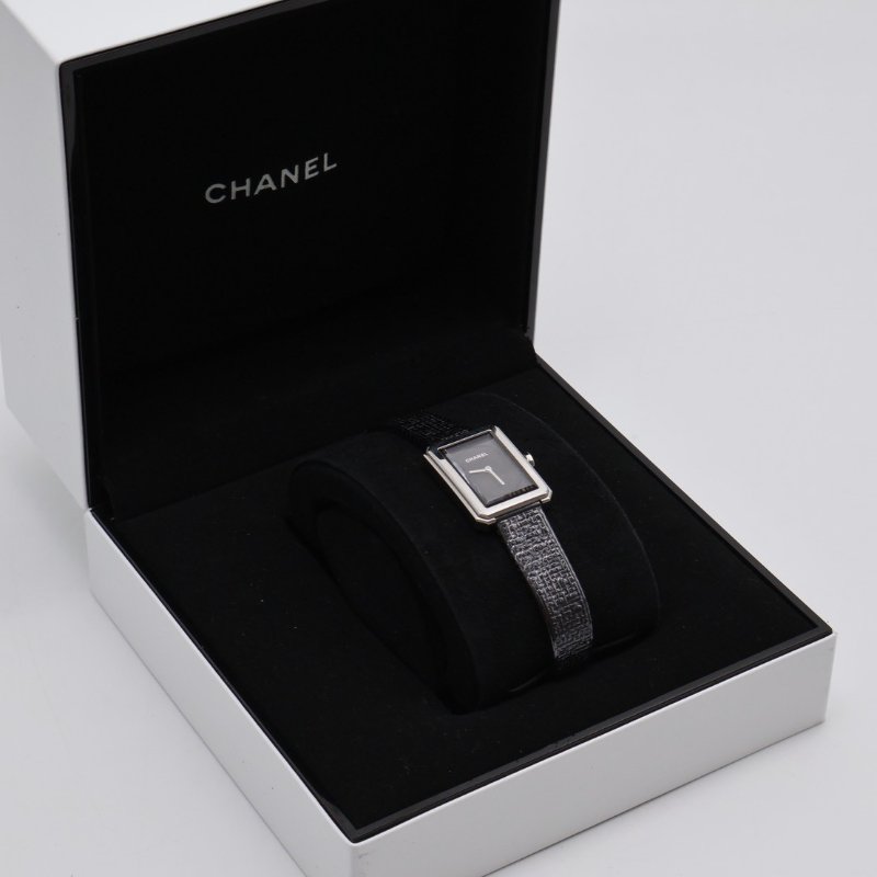 CHANEL Boy.friend tweed腕錶 - 黑銀-2