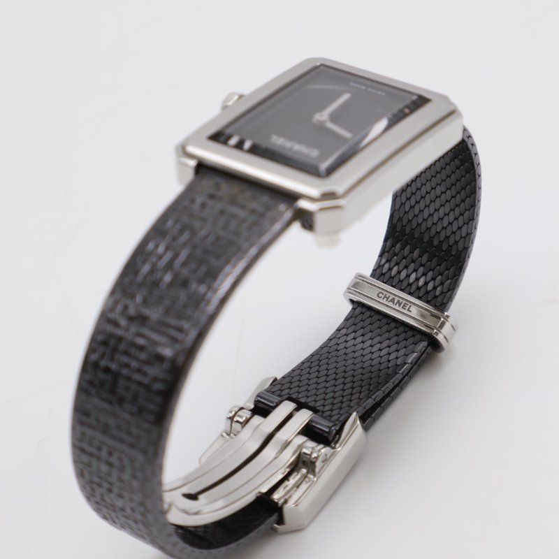 CHANEL Boy.friend tweed腕錶 - 黑銀-6