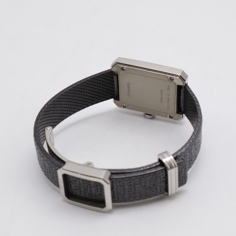 CHANEL Boy.friend tweed腕錶 - 黑銀-7