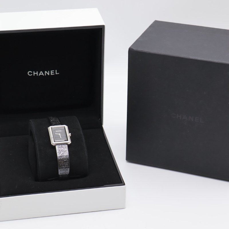 CHANEL Boy.friend tweed腕錶 - 黑銀-10